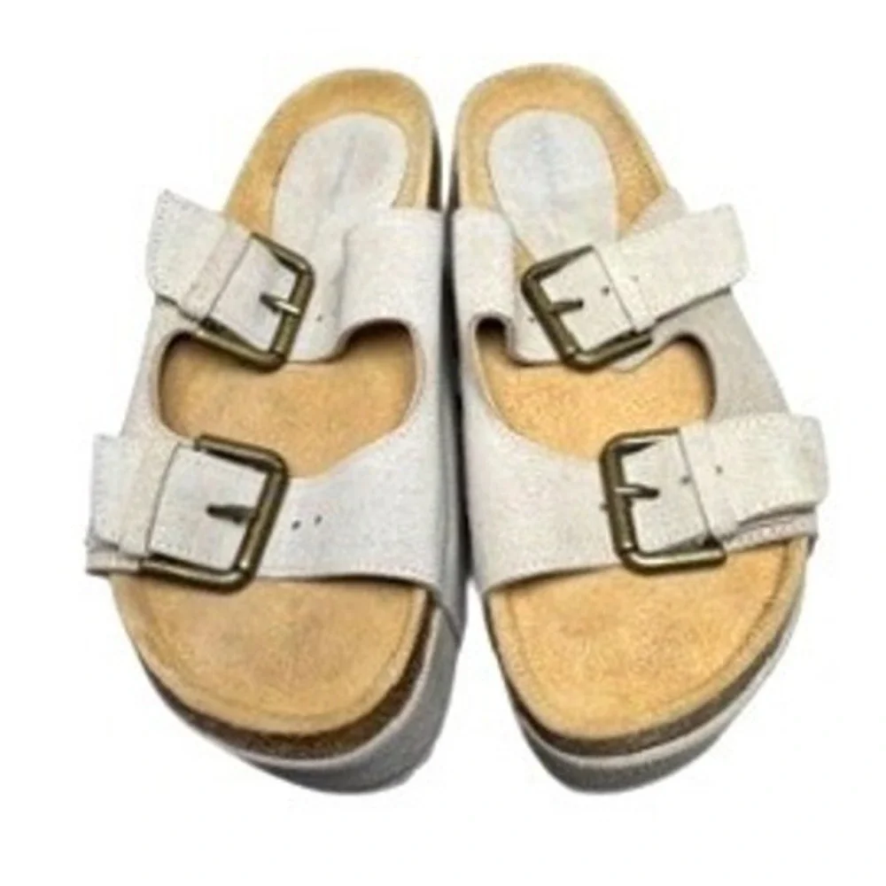 Intentionally Blank Cooper-2 Suede Platform Sandals Taupe EU 37/US 6.5 Studded